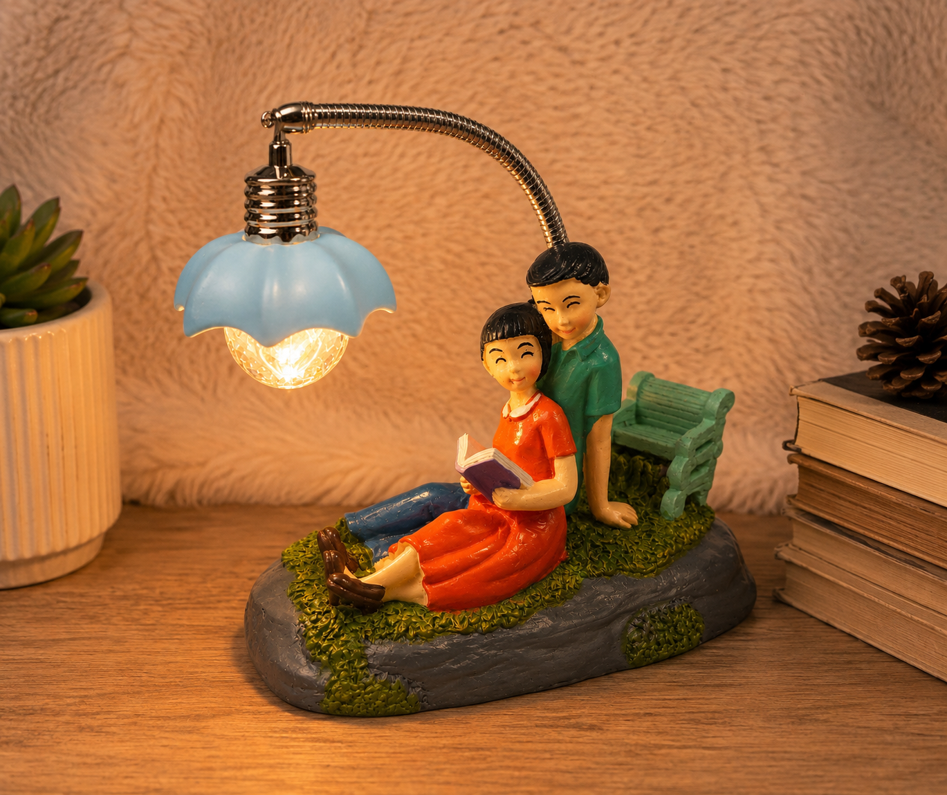 Couple Character Ornaments With LED Light -03
